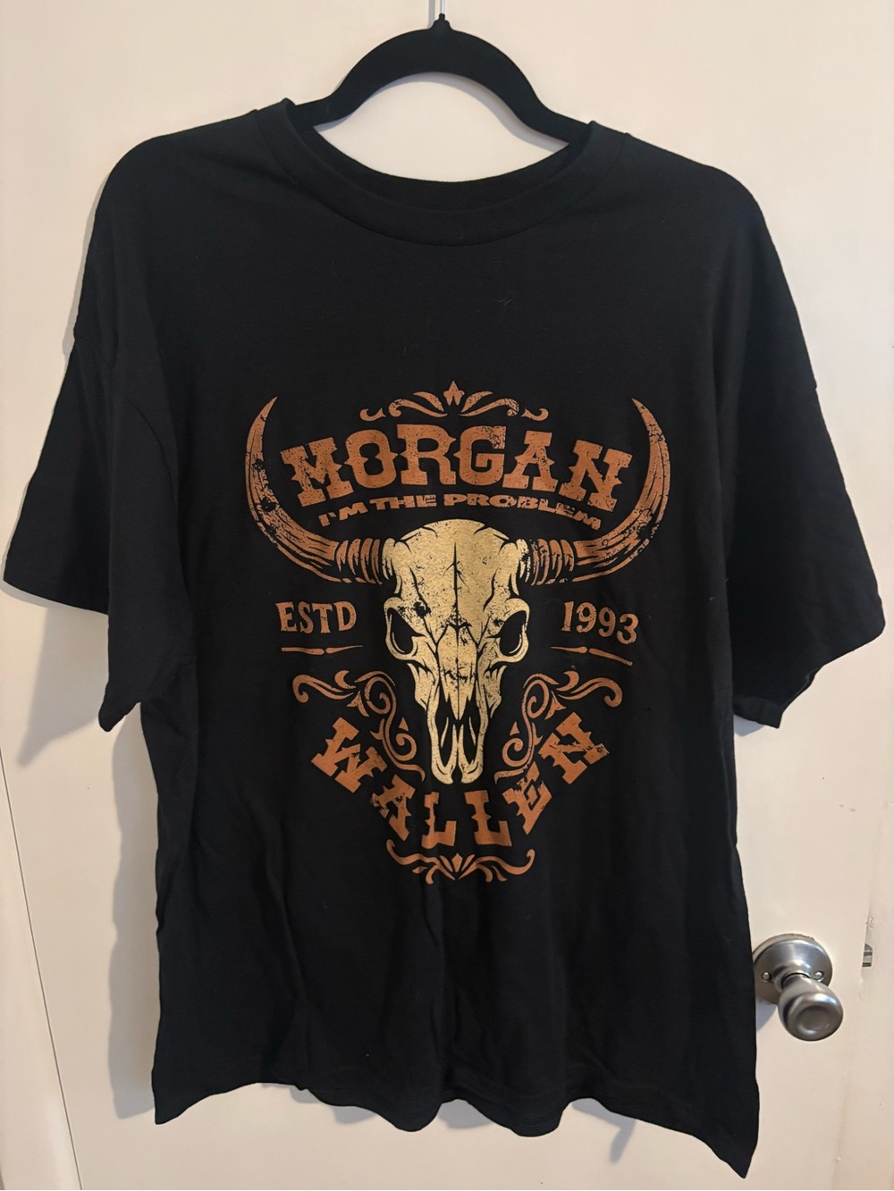 Morgan Wallen Black Concert Graphic Tee with Bull Skull